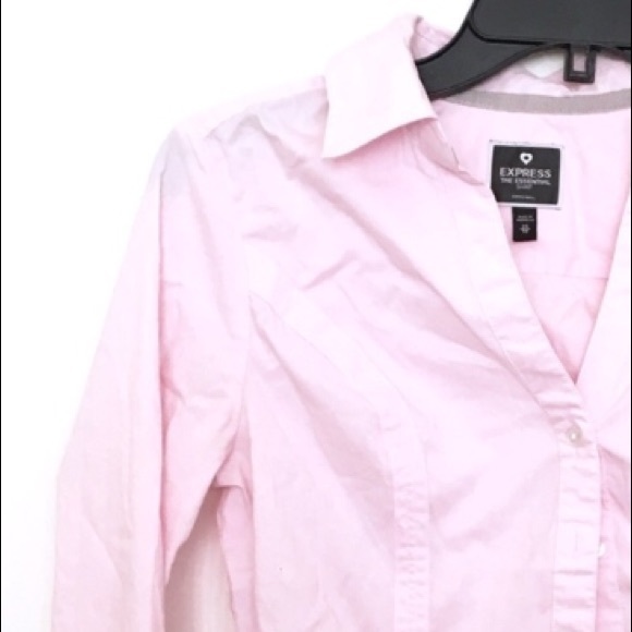 EXPRESS Pink Fitted Button Down Shirt Size Small - Picture 7 of 9